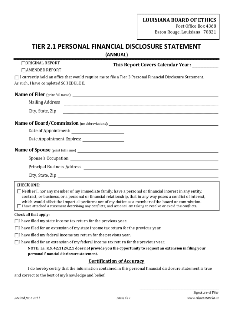 Tier 2 1 Financial Disclosure  Form