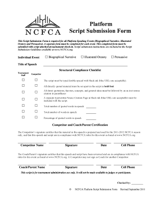 Ncfca Script Submission Form