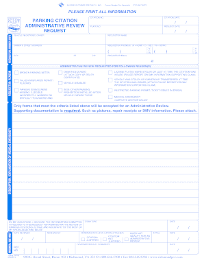 Parking Citation Template  Form