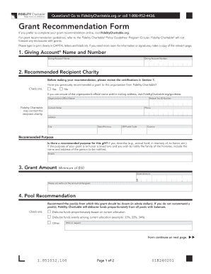 Fidelity Charitable Grant Application  Form