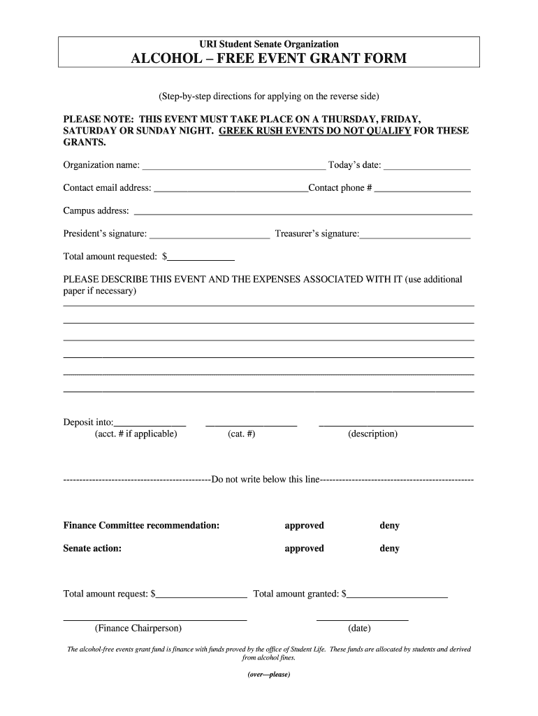 ALCOHOL EVENT GRANT FORM  Uri