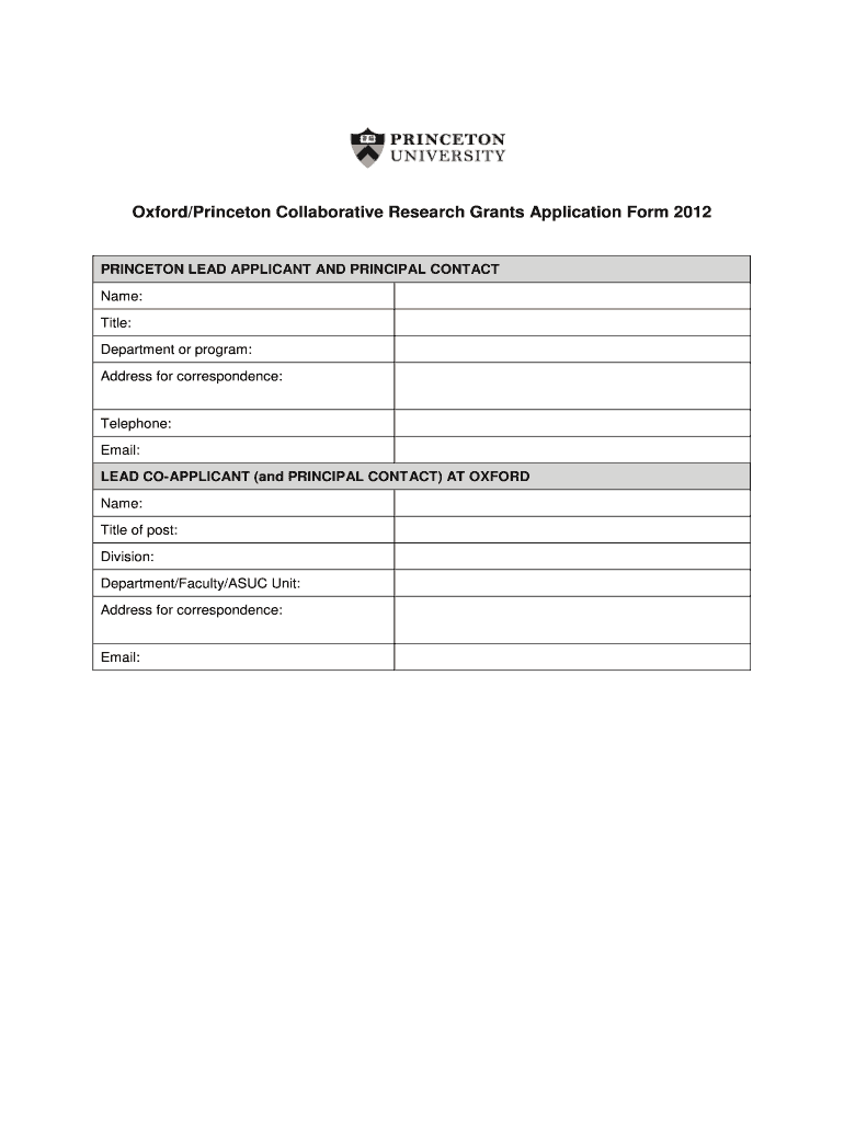 Application Form PDF  Princeton University  Princeton