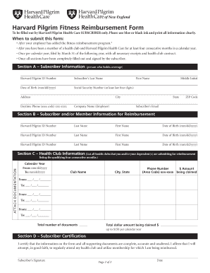 Harvard Pilgrim Fittness Reimbursement Form