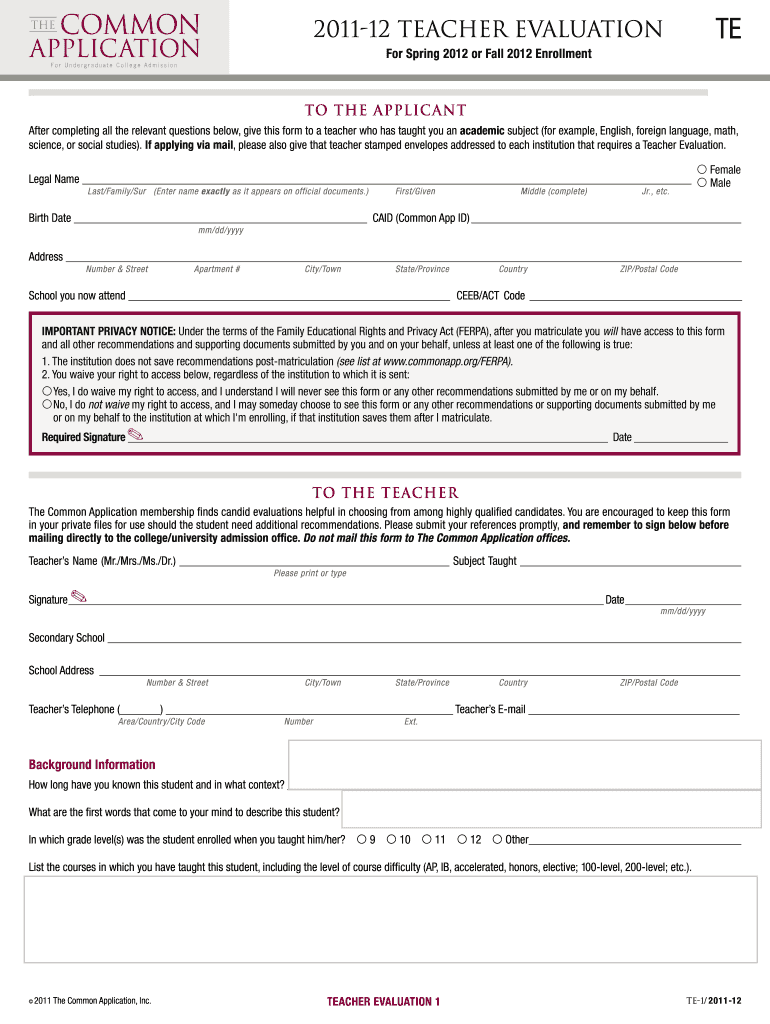 Common App Application Form