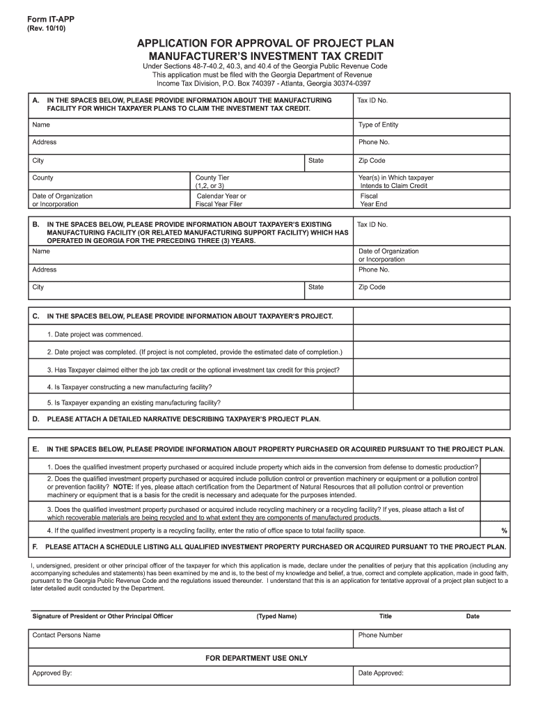  Georgia Form App 2010