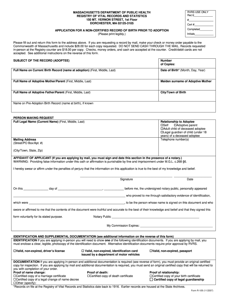  Adoption Paperwork for Mass Printable  Form 2007