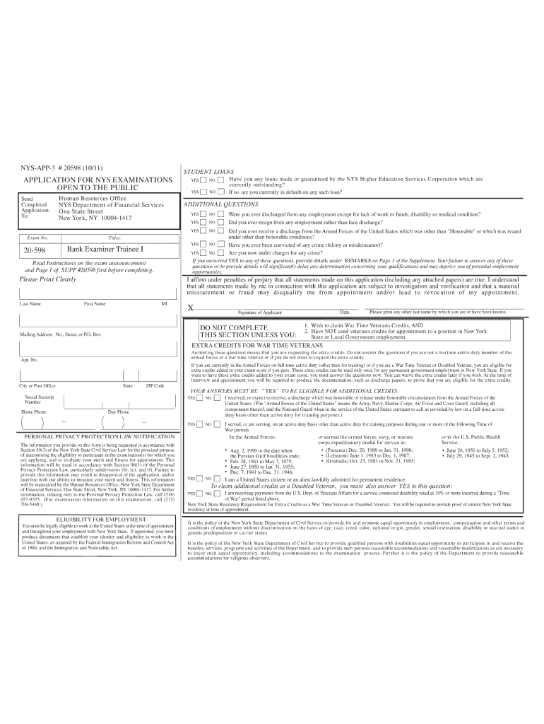 Application Nys Examinations  Form