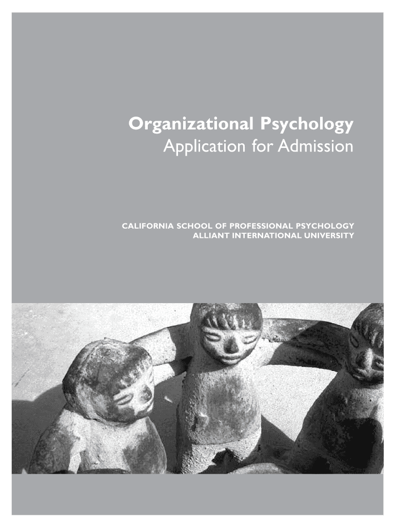 Organizational Psychology Application for Admission  Alliant  Form