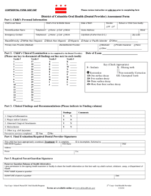 Dental Diagnosis Sheet  Form