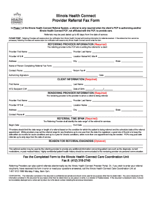 Illinois Health Connect Provider Referral Fax Form