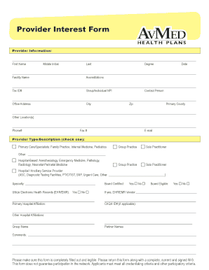 Avmed Provider Enrollment  Form