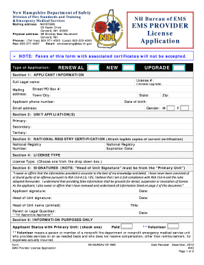 Nh Ems License Application Form