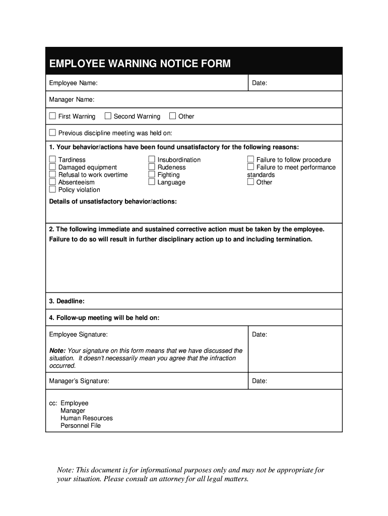 Written Warnings For Employees Template from www.signnow.com