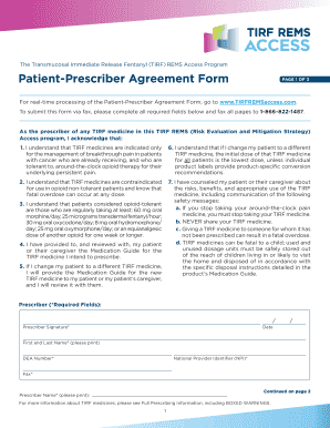 Patient Prescriber Agreement  Form