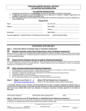 Get and Sign Volunteer Application Form PDF Fontana Unified School District 2010-2022