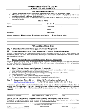  Volunteer Application Form PDF Fontana Unified School District 2010