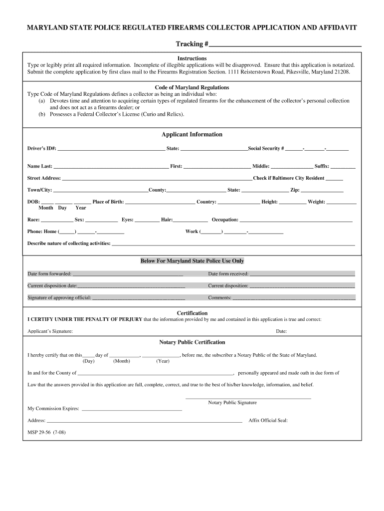  Maryland State Police Handgun Application 2008-2024