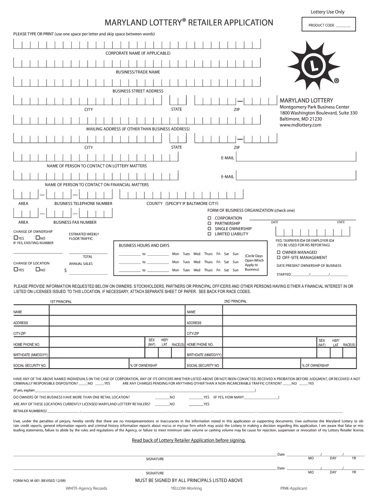 Maryland Lottery Retailer Application Online  Form