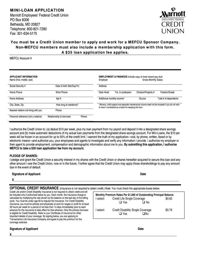 Marriott Employees Federal Credit Union Form