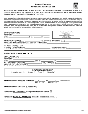  Forbearance Request Form Campus Partners 2008-2024