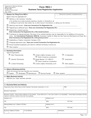  REG 1 , Business Taxes Registration Application Intuit 2006