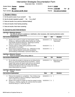 Behavior Intervention Manual Hawthorne  Form