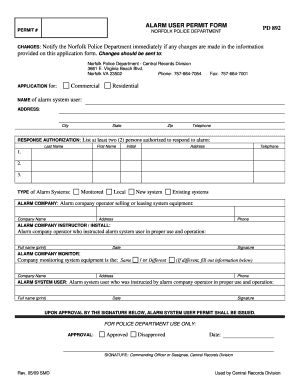 Norfolk Police Department Records  Form