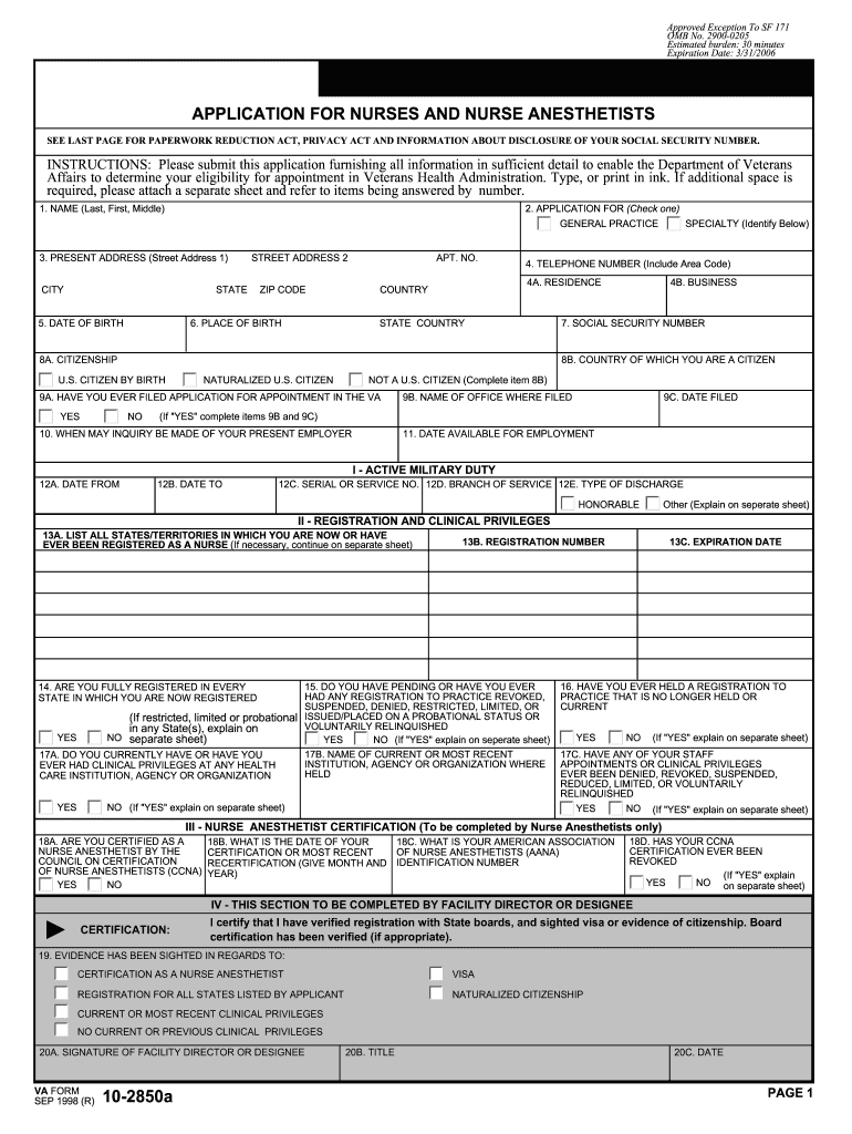  10 2850a  Form 1998