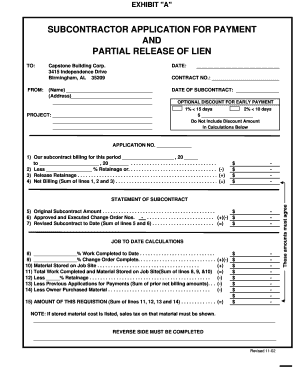 Application for Payment  Form