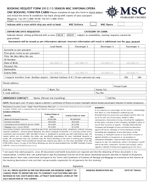 Msc Booking Request  Form