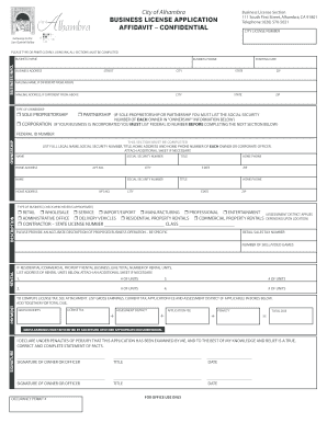 Get and Sign Alhambra Business License  Form