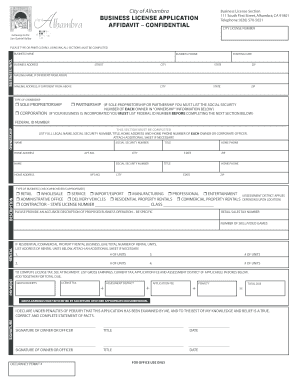 Alhambra Business License  Form