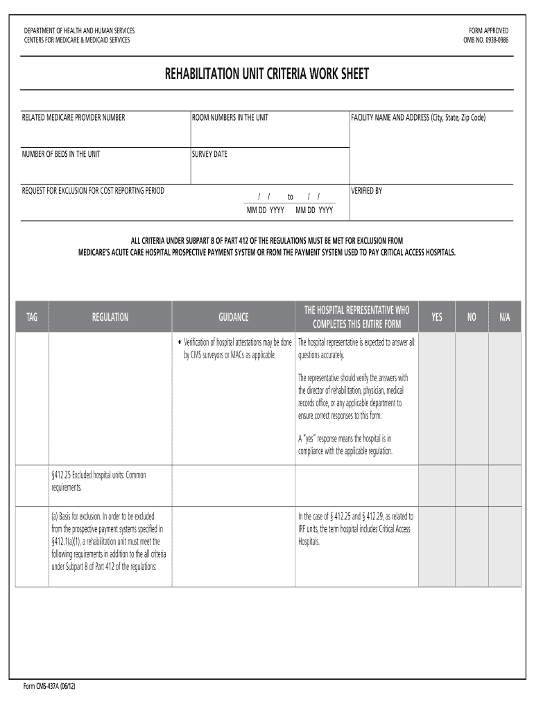Cms Form Cms 437 a 06 12 in Word