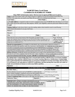 Nabcep Candidate Eligibility Form