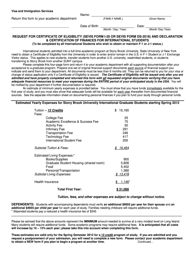 How to Fill International Student Certification of Finances  Form