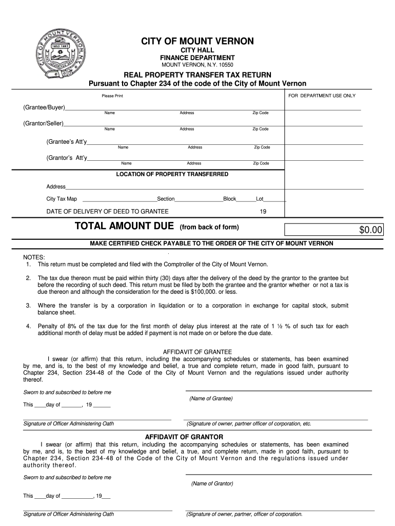 Real Transfer Tax Return  Form