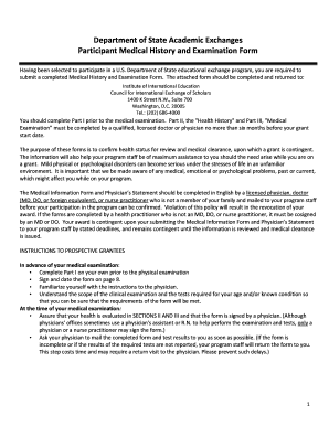 Participant Medical History and Examination Form