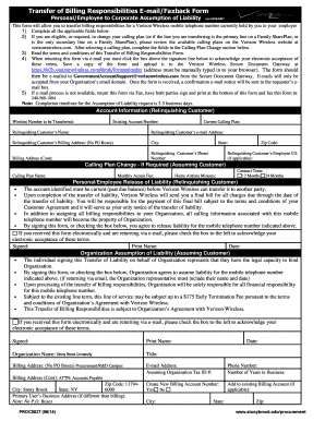 Verizon Transfer of Billing Responsibilities E Mail Form