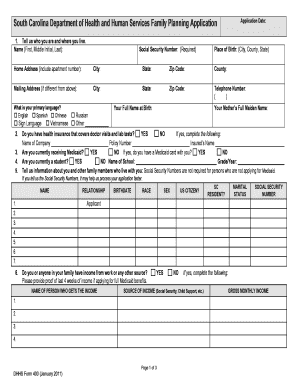  Family Planning Form PDF 2011