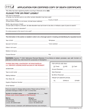 Nebraska Birth Certificate Application PDF  Form