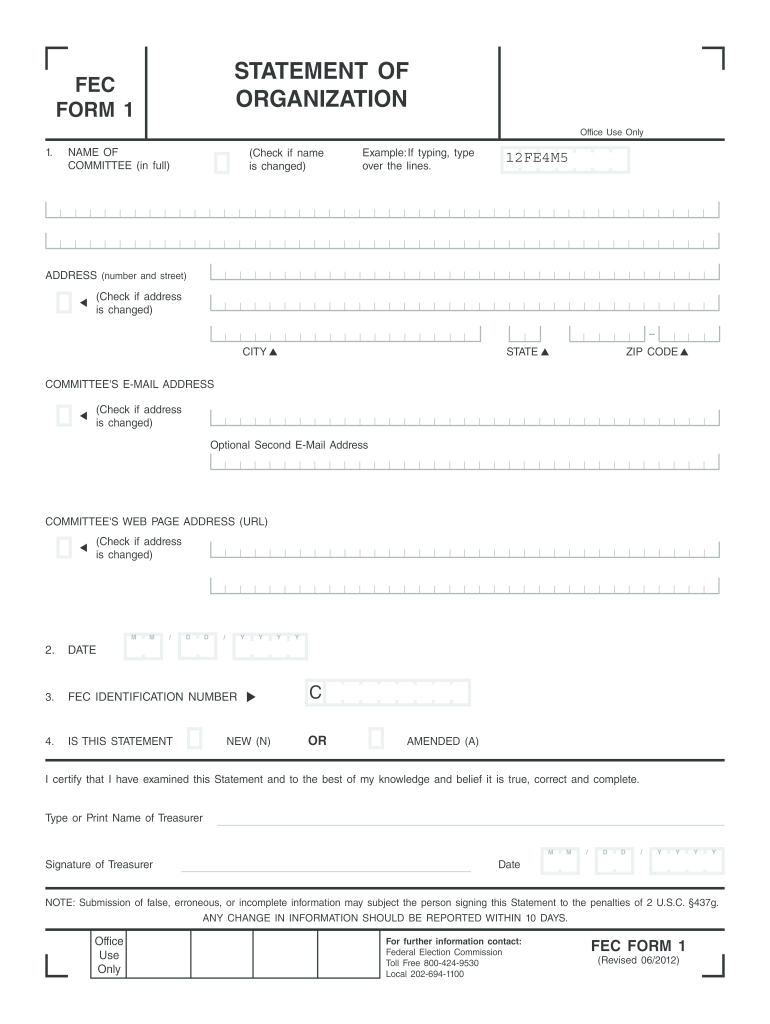  Fec Form 1 2012-2024