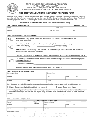 Architectural Barriers Inspection Response Form