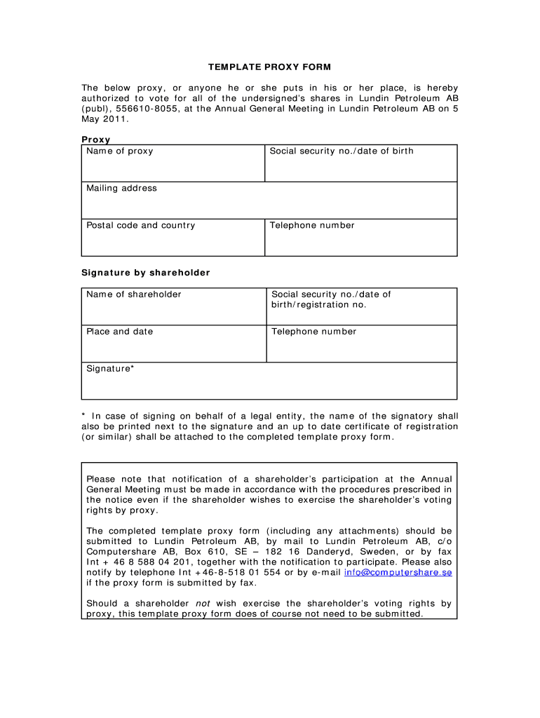 Simple Proxy Form Template