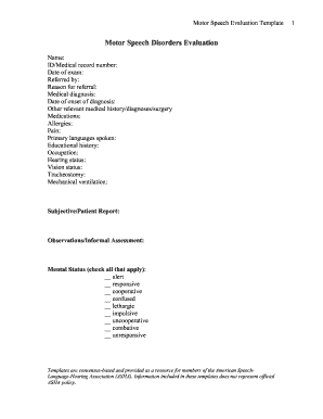 Quick Assessment for Dysarthria PDF  Form