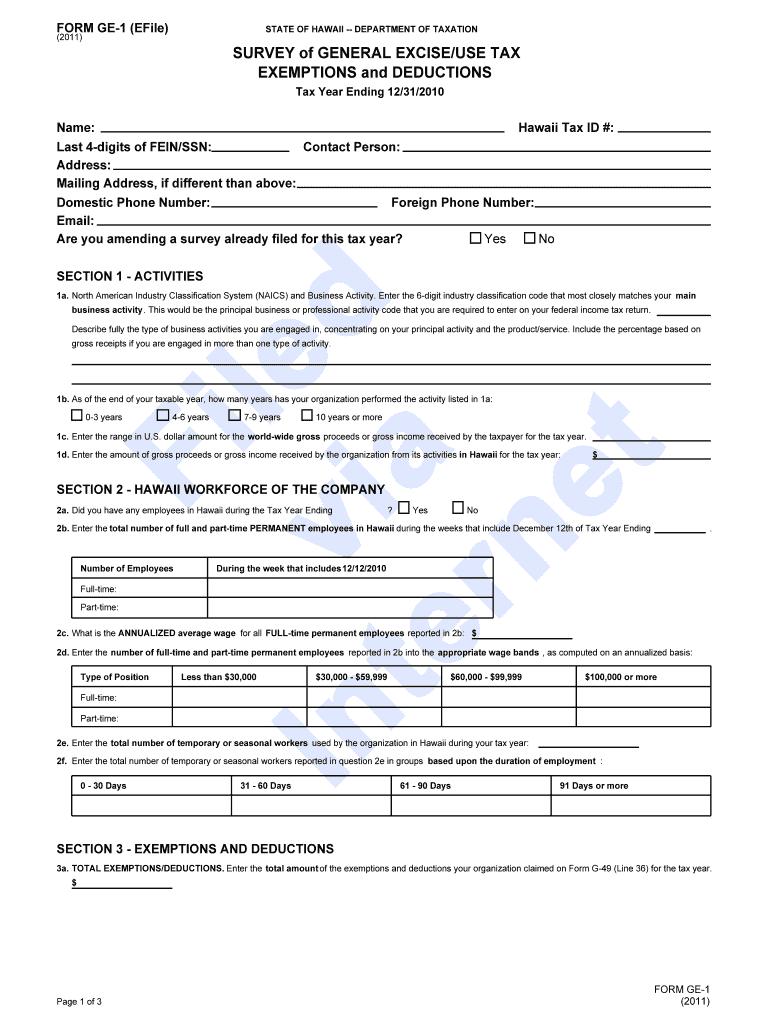 Form GE 1  PKF Hawaii