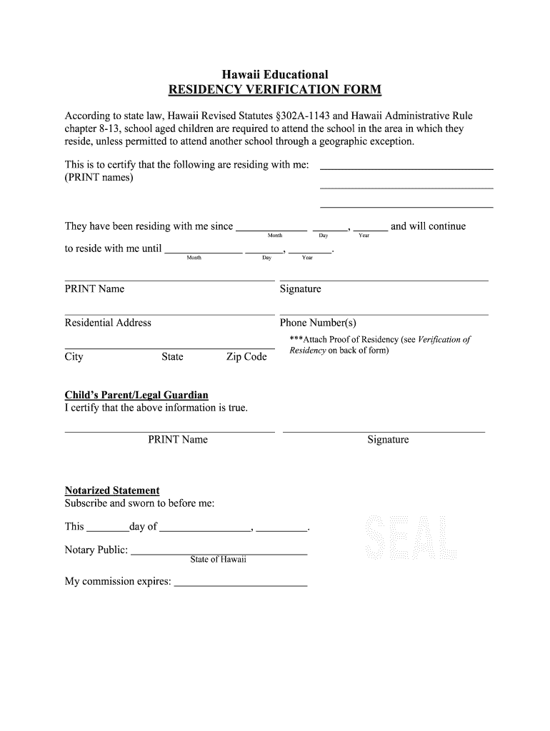 Residency Verification Form