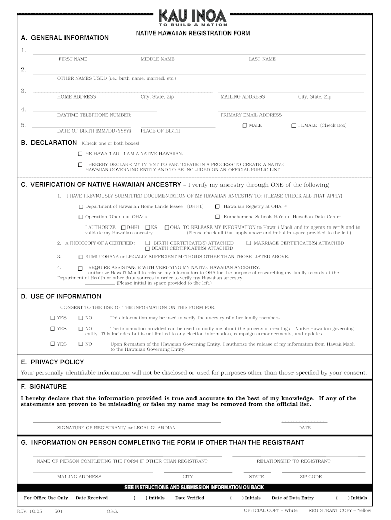  Kau Inoa Registry 2005-2024