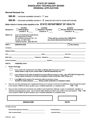 Hawaii Radiology License Verification  Form