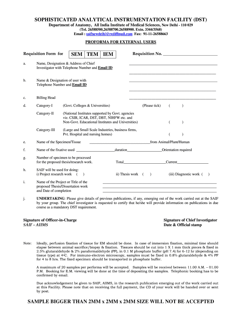 Requisition Form for External Users  Aiims