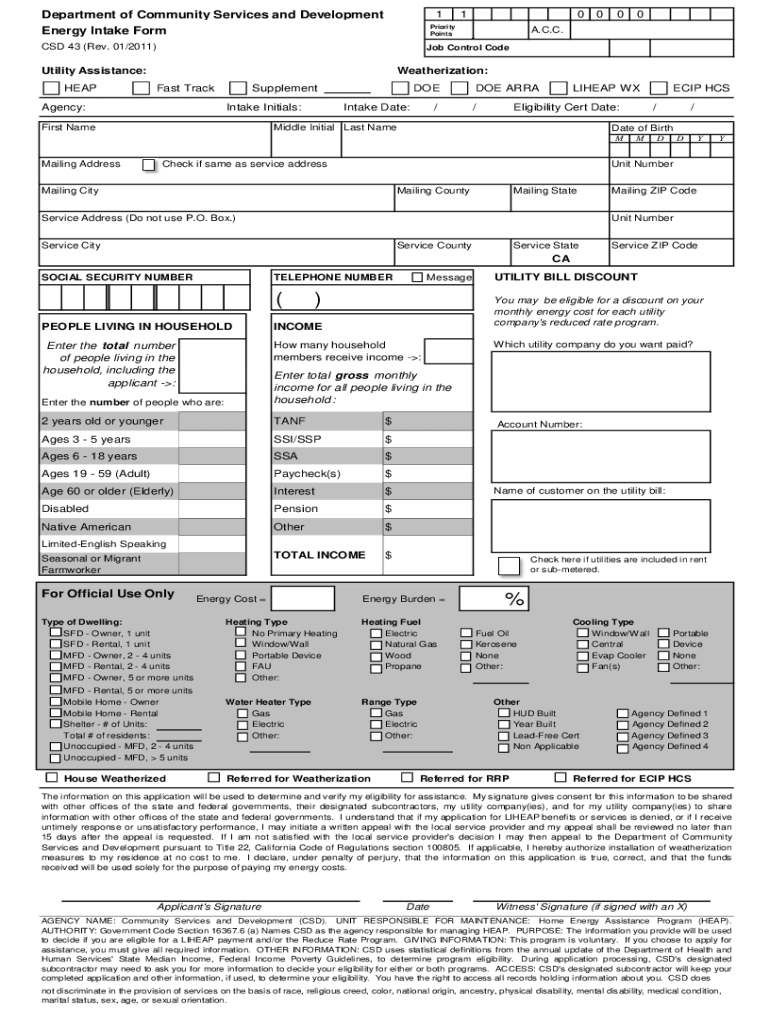 Printable Liheap Application California  Form